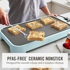 image:imageMartha Stewart 12 x 22 Electric Griddle XL Ceramic NonstickFlat Top Cooking Surface Adjustable Temperature Dial Drip Tray Dishwasher Safe 1500W Fast Even Heating Pancakes amp Eggs Linen CreamSky Blue